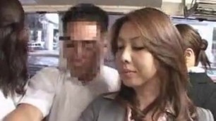 Sexy Japanese babe getting her ass touched in the public bus
