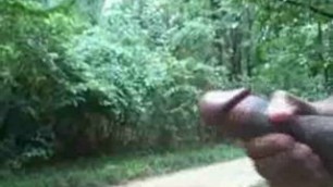 caught jacking off in a forrest by busty lady and she likes Outdoor