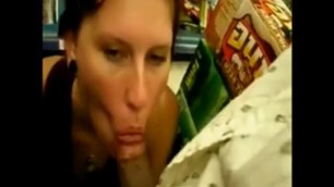 Wife gives BJ in store