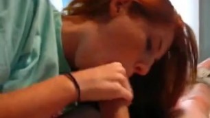 Sexy Redhead Swallows A Load and Gets Her Pussy Fingered