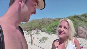 German Blond 18yr old Teen Seduce to Fuck at Beach of Malle