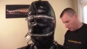 Sexy Brunette ZOIE IN HEAVY RUBBER STRAITJACKET bondage