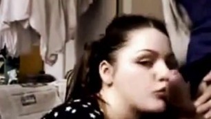 Slut does an amazing deepthroat to a big cock