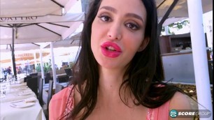 Amy Anderssen Brunette with big boobs in the bar