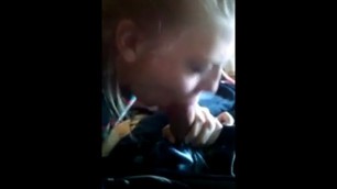 Blonde college girl gives a nice blowjob