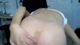 Cute brunette shows her ass on webcam