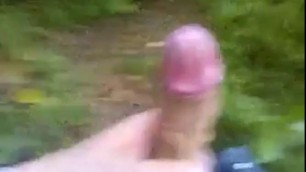 Huge uncut cock wanking outdoors