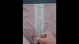 Boy jerking off uncut dick and cums