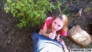 Naughty Amateur Teen Worships A POV Cock In The Outdoors