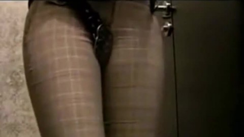 Woman masturbates on office-toilet