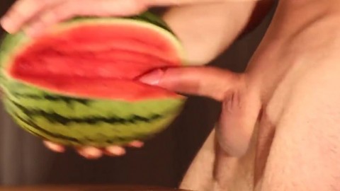 water melon cum - fucking a melon and cumming