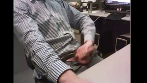 dad strokes cock at the office 3