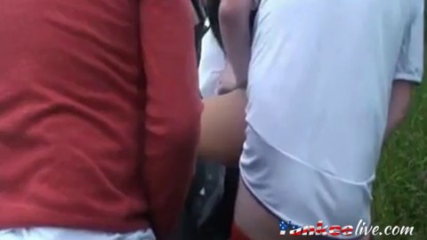 Dogging - girl fucking by strangers in auto parking