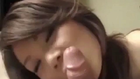 Cum loving asian girl blows and takes mouthful