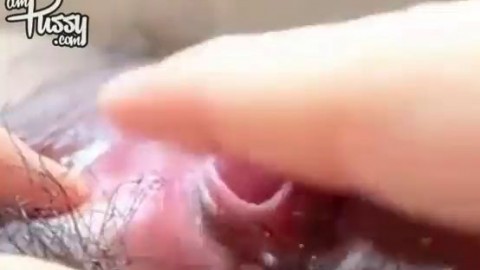 Japanese girl rubbing her big clit to orgasm