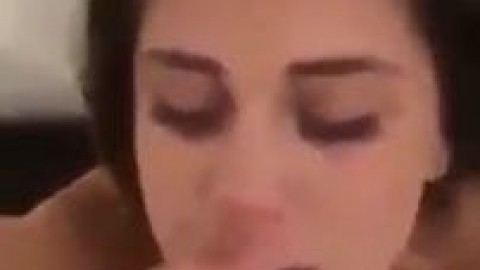 Young wife eats and swallow my cum