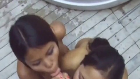 Two Asian Chicks Blow A Dude And Get Facials For It