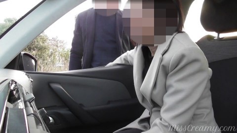 Dogging my wife in public car parking and jerks off an voyeur after work - MissCreamy