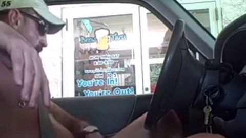 Str8 drive-thru with his dick out