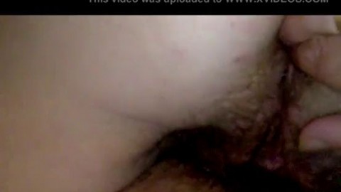 Licking wifes hairy pussy and fingering asshole before fucking