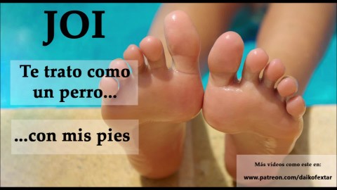 JOI - Te trato como mi perrito-esclavo con mis pies. Audio española.