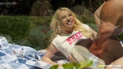 Horny Kenzie Reeves drilled outdoors by her stepbrother