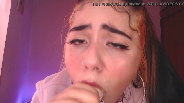 Egirl spits and drools all over cock - Ahegao blowjob