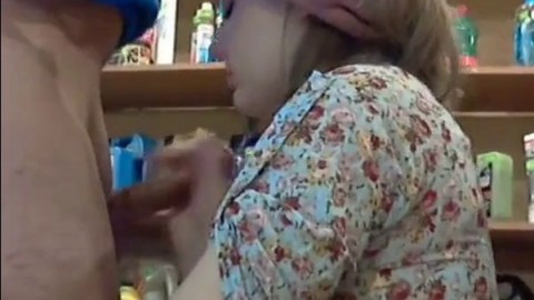 Sucks cock at work in the store