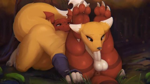 Horny Renamon Gets Facefucked