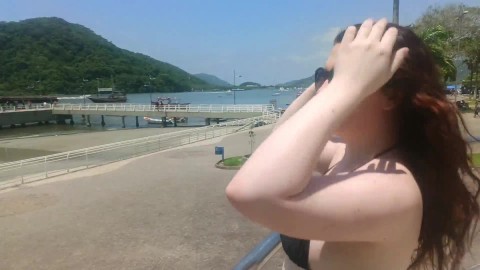 Naked girl on the public beach