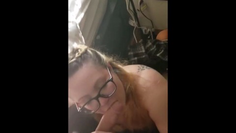 Chubby Amateur With Glasses POV Blowjob