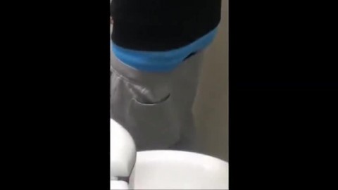 Cute Boy wank in school bathroom and cum in classroom