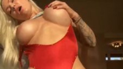 Viking Barbie in Her Red Bodysuit Gets on The Floor To Suck and Fuck Her Dildo Onlyfans