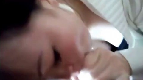Chinese girl sucks a hairy cock and swallows his load