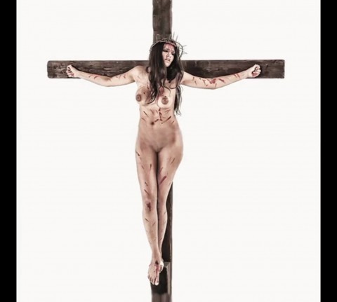 Female Jesus Crucified Naked 2