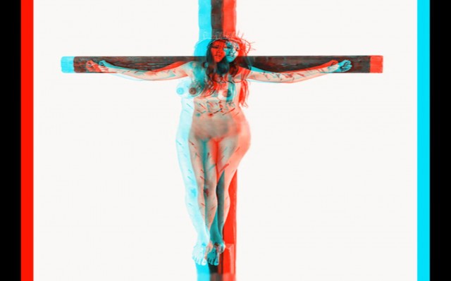 Female Jesus Crucified Naked 2 (3D)
