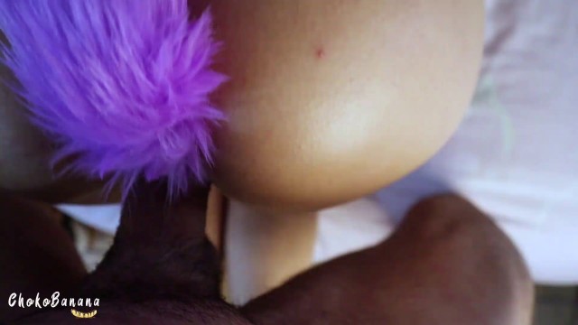 Cum on me thanks to my Buttplug Tail - Double Penetration Doggy