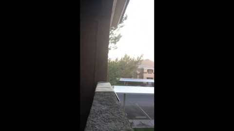 Exhibitionist almost caught jacking in public on my balcony