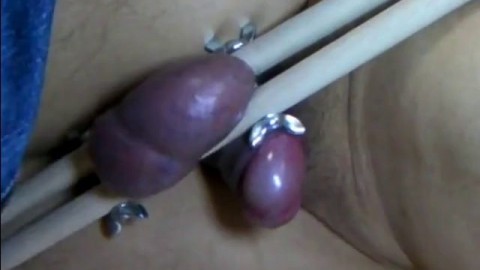 Testicle torture Cumshot very painful ballbusting