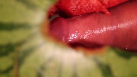 water melon cum - fucking a melon and cumming