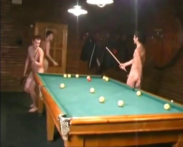 Russian Soldiers Play Pool in Nude