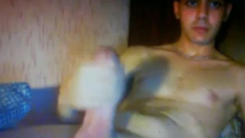 smooth turkish guy wanking huge thick cock on cam