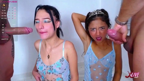 two stepsisters who like to share cocks swap their boyfriends for rough sex
