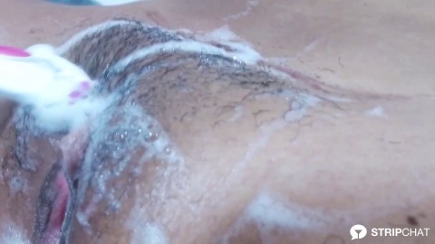 Violeta goddess gets her tight pussy shaved and fucked followed by a huge creampie!