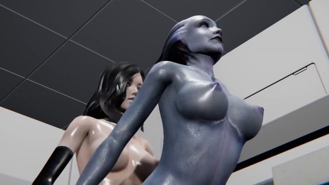 Mass Effect - Liara gets creampied by futanari Miranda Lawson