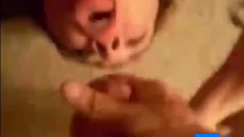 She gets her mouth fucked balls deep and swallows