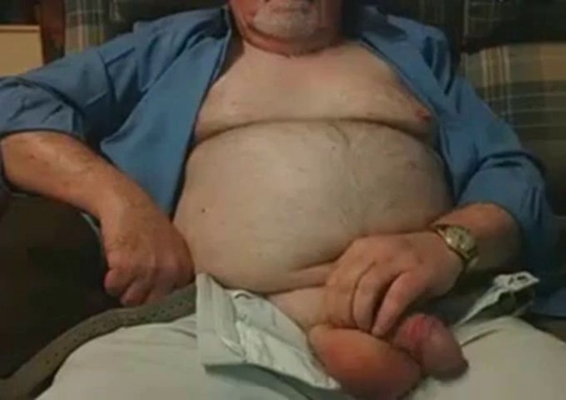 Hairy Grandpa Bear Fondling His Cock