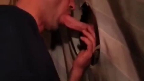Hot sucking action at the homemade glory hole 19