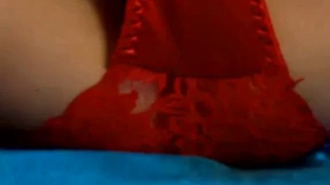 Red Satin Panty Cum on Webcam