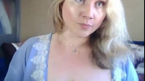 Hot Blonde Babe sucks and fucks dildo on webcam